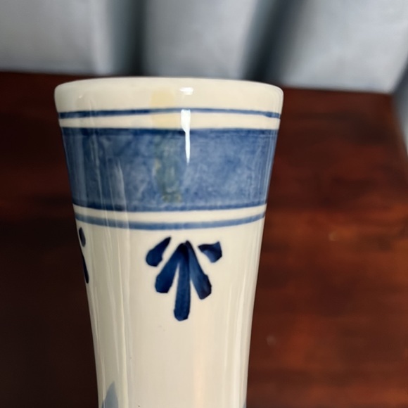Tall Slender Blue Delft Bud Vase w/ Windmill on one side, Sailboat on the other - Picture 14 of 14